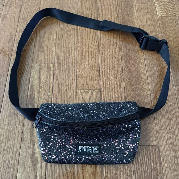Victoria’s Secret PINK Bling Fanny Pack Belt Bag Black Pink Sequin Glitter Y2K - Picture 2 of 9